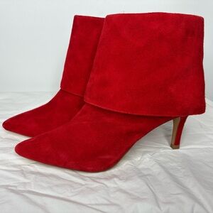 INC Red Foldover Ankle Booties • Heeled • Women’s 8 • GUC